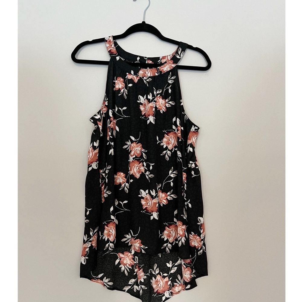 Torrid black leopard tank with flowers.